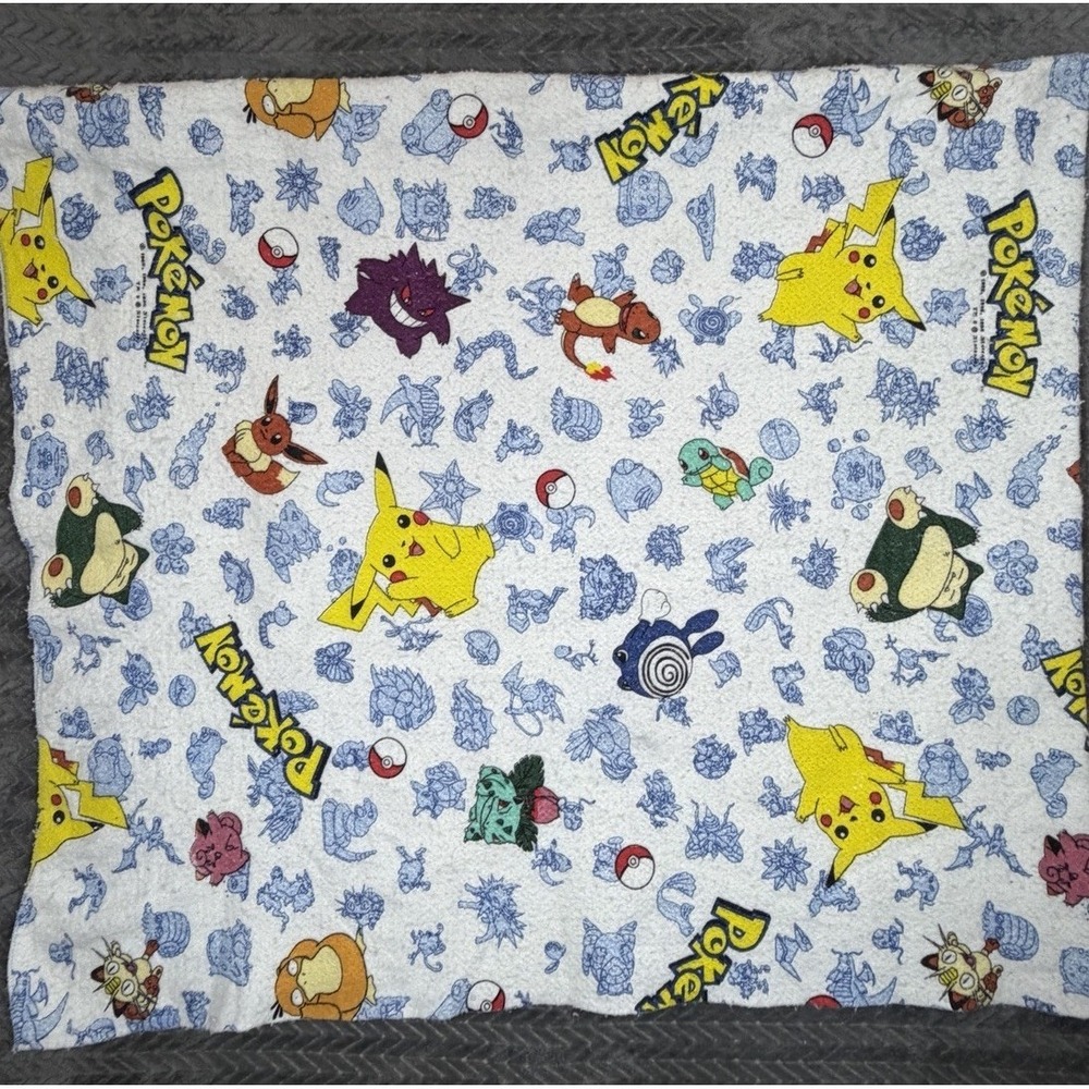 Vintage Pokemon Blanket Nintendo 90s 72inx90in Made In USA Pikachu